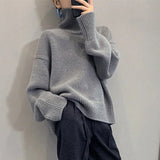 Hiqdress2023 Autumn and Winter New Thick Cashmere Sweater Women High Neck Pullover Sweater Warm Loose Knitted Base Sweater Jacket Tops