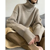 Hiqdress2023 Autumn and Winter New Thick Cashmere Sweater Women High Neck Pullover Sweater Warm Loose Knitted Base Sweater Jacket Tops