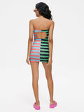 Strapless Striped Sleeveless Short Dress