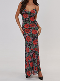 Spaghetti Floral Sleeveless Maxi Dress