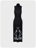 Punk Black Split Tribal Dress Midi Dress