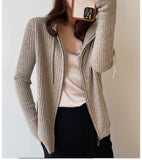 Wool Sweater Cardigan  Hoodie Women Tops  Cashmere Korean Fashion Knitted Long Sleeve  Zipper Vintage Cardigan