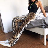 Leopard Flare Pants Tiger High Waist Pant Bell Autumn Winter Casual Clothes Women Sexy Streetwear Trousers Bottoms