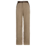 y2k Twist Knitted Trousers Baggy Straight High Waisted Pants Women Retro Patched Button Joggers Khaki Harajuku Casual