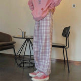 Sweatpants Women Clothes Pants Streetwear pink check drawstring check trousers 2020 new high waist classic loose Harem Pants