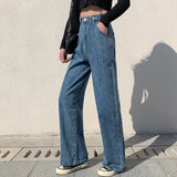 Streetwear High Waist Women's Fashion Jeans Woman Girls Women Wide Leg Pants Trousers Female Jean Femme Denim Bagge Mom Jeans