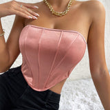 2022 Women Summer Sexy Backless Tube Tees Solid Strapless Camis T-shirts Bodycon Spring Tank Crop Tops Slim Fit For Female