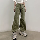 2000s fashion Women's Spring Fashion Bow Lace-up Pocket Overalls Low Waist Slimming Casual Ankle-Tied Pants