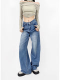 back to school fits Autumn New Denim Wide Leg Pants High Waist Women's Jeans Trousers