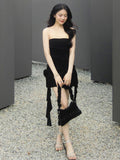 cross-border summer new style dress ruffled flower bud waist dress one-shoulder tube top hip skirt