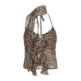 concert outfit ideas Pure Desire Style Leopard Print Halter Camisole Retro Halter New Design Sense Niche Hot Girl Sleeveless Top