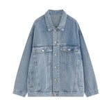 college outfits Blue Retro Denim Coat for Women Spring New Korean Style Loose All-Matching Ins Fashionable Outerwear Jacket Top