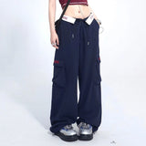 concert outfit American Retro Straight Wide-Leg Pants Letter Embroidered Waist Jazz Hip Hop Casual Pants Loose Street Casual Pants