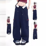 concert outfit American Retro Straight Wide-Leg Pants Letter Embroidered Waist Jazz Hip Hop Casual Pants Loose Street Casual Pants