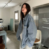 college outfits Blue Retro Denim Coat for Women Spring New Korean Style Loose All-Matching Ins Fashionable Outerwear Jacket Top