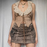 concert outfit Country Ancient Lace Stitching Lace Backless Camisole New Style Style Design Top