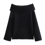 college fall outfits Women's Clothing 2024 Autumn and Winter New Fashion 4-Color Right-Angle off-Neck Sweater Top