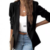 airport outfit 2024 New Women's Long-Sleeved Solid Color Small Suit One Button Jacket