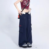 concert outfit American Retro Straight Wide-Leg Pants Letter Embroidered Waist Jazz Hip Hop Casual Pants Loose Street Casual Pants