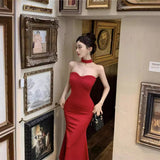 avant garde dress to impress French Style Sexy Royal Lady Style Elegant Lady Sexy Tube Top Dress Tight Waist Tight Fishtail Sheath Dress