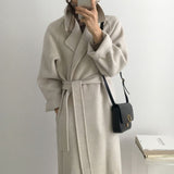 2000s fashion Korean Style Chic Autumn and Winter Clothing French Niche Lazy Woolen Coat Loose Temperament Mid-Length Woolen Coat for Women