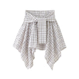 Irregular plaid skirt women's summer new anti-exposure retro hip skirt a-line slim shirt skirt