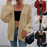 casual fall outfits Amazon Casual Cardigan Long Sleeve Knitted Top Sweater Loose Lantern Sleeve Outer Pullover for Women