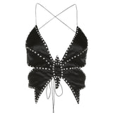 concert outfit Style 2024 New Summer Women's Sexy Hot Girl Halter Backless Bow Rhinestone Slim Fit Vest for Women