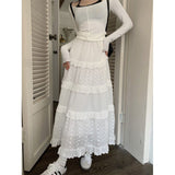 church outfit Lace Cake Skirt for Women Spring and Autumn 2024 New High Waist Slimming Tight Waist Small White Skirt Super