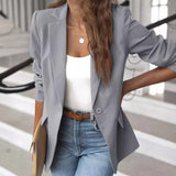 airport outfit 2024 New Women's Long-Sleeved Solid Color Small Suit One Button Jacket