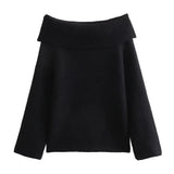 college fall outfits Women's Clothing Autumn and Winter New Fashion 4-Color Right-Angle off-Neck Sweater Top