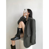 2000s fashion High-End Black Elegant Suit Jacket for Women Spring and Autumn 2024 New Small Casual Loose Korean Style Suit