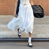 Bohemian style white spliced long skirt spring and summer new thin loose outer wear versatile casual skirt