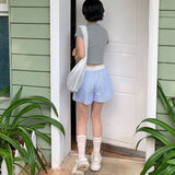 august outfits INS Style Summer New Retro Lazy Style Double Waist Stitching Vertical Stripes Loose Wide Leg Casual Shorts Trendy