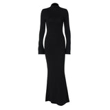 women's new sexy flared sleeve waist hip skirt autumn and winter American trendy backless dress