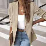 airport outfit 2024 New Women's Long-Sleeved Solid Color Small Suit One Button Jacket