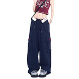 concert outfit American Retro Straight Wide-Leg Pants Letter Embroidered Waist Jazz Hip Hop Casual Pants Loose Street Casual Pants