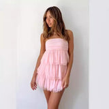 birthday outfit Sexy Women's New Tube Top Dress Women's Summer Hot Girl Short Cake Pettiskirt