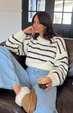 casual fall outfits Autumn and Winter New Striped Sweater Sweater round Neck Long Sleeve Loose Casual Pullover Sweater Top