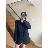 2000s fashion High-End Black Elegant Suit Jacket for Women Spring and Autumn 2024 New Small Casual Loose Korean Style Suit