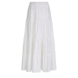 Bohemian style white spliced long skirt spring and summer new thin loose outer wear versatile casual skirt