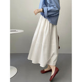 Taochuan four seasons white skirt women's medium-length high waist slim stitching casual A-line hip-covering umbrella skirt 2206