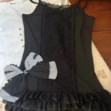 Hotsweet Girl Fashion Suit Y2k Retro Short Sleeve T Shirt Summer Crop Top Gothic Aesthetic Bow Top Women Sexy Sling Mini Skirt