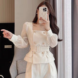 Women's 2 Pant Set White Two Pieces Sets Pants for Woman Wide Leg Party Trousers Suits Blazer and Outfits Co Ord Classy Clothes