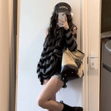 Y2K Oversized Sweater Thin Striped Knitted Gothic Streetwear Grunge Aesthetic Slytherin Pullovers Punk Jumper Hole Tops E-girl