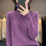 Autumn Winter Women's Soft Wool Sweater Pile Collar Twisted Thickened Pullover Casual Basis Top Cashmere Female Knitwear