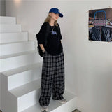 High Waist Plaid Wide Leg Pants Women Korean Fashionable Hip Hop Ladies Trousers Summer Casual All Match Pants New