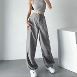 Women Fashion Parachute Pants Casual Cargo Pants Low Waist Drawstring Streetwear Baggy Trousers Y2k Pleat Jogging Sweatpants