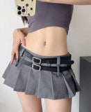 Summer Women JK Preppy Style Mini Pleated Skirt Shorts Design Y2k Culottes Gyaru Grunge Goth Harajuku Fashion Micro Skirt Belt