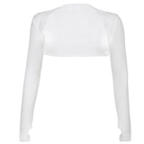 HiqdressWomen Thumbhole Long Sleeve Bolero Shrug Solid Color Open Front Cropped Cardigan Top Bodycon Slim Fit Sunscreen Arm Cover Jacket